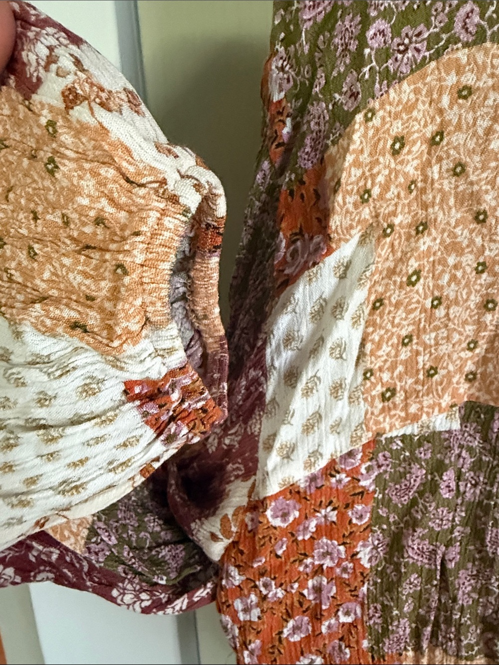 Patchwork Floral Button-Front Blouse - Multi Color - Picture 6 of 6